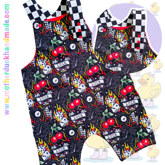 Children's SHORT Overalls Dungarees - Grow with me straps (0-11Y)