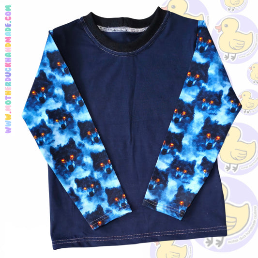 SAVER Childrens classic long sleeve (0-14Y) Plain body, print sleeves of your choice