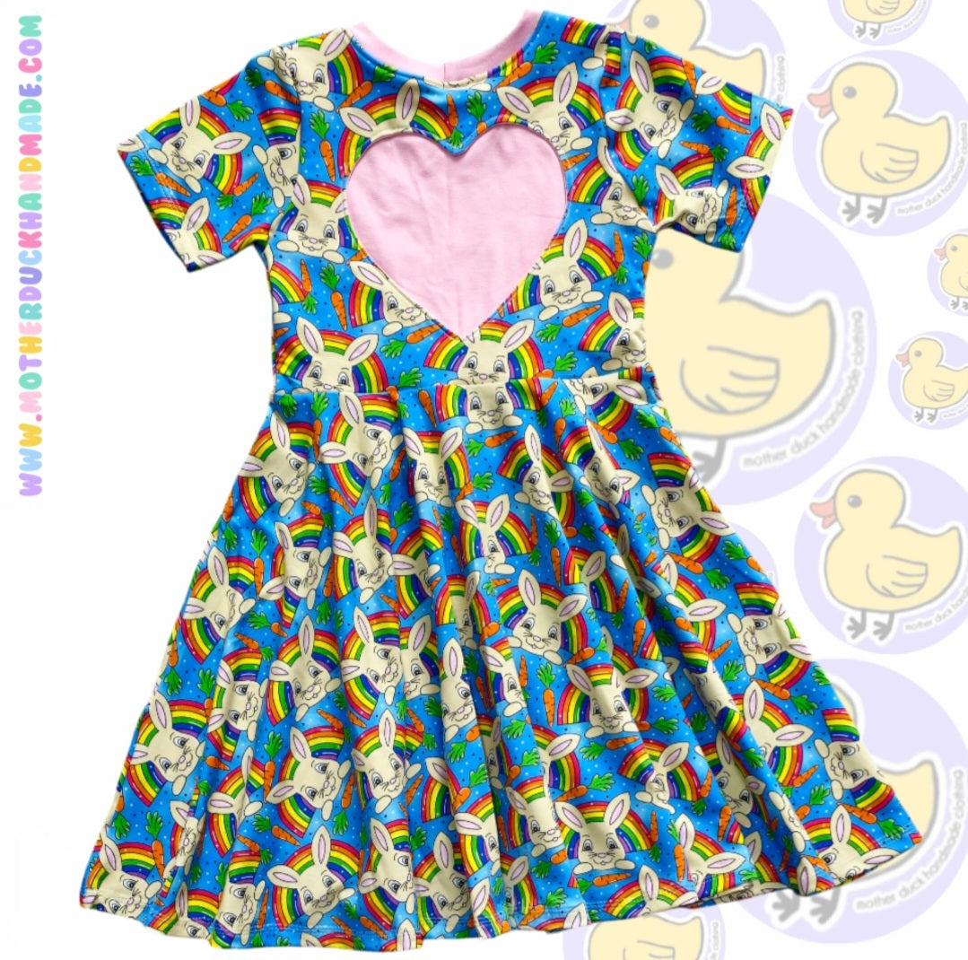 Childrens full circle HEART BACK twirly dress (0-12Y)