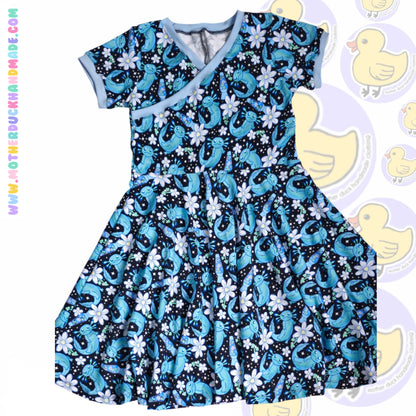 Childrens full circle WRAP OVER twirly dress (3M-12Y)