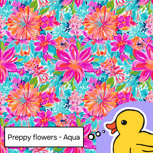 Preppy flowers - Aqua