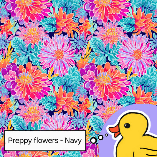 Preppy flowers - Navy