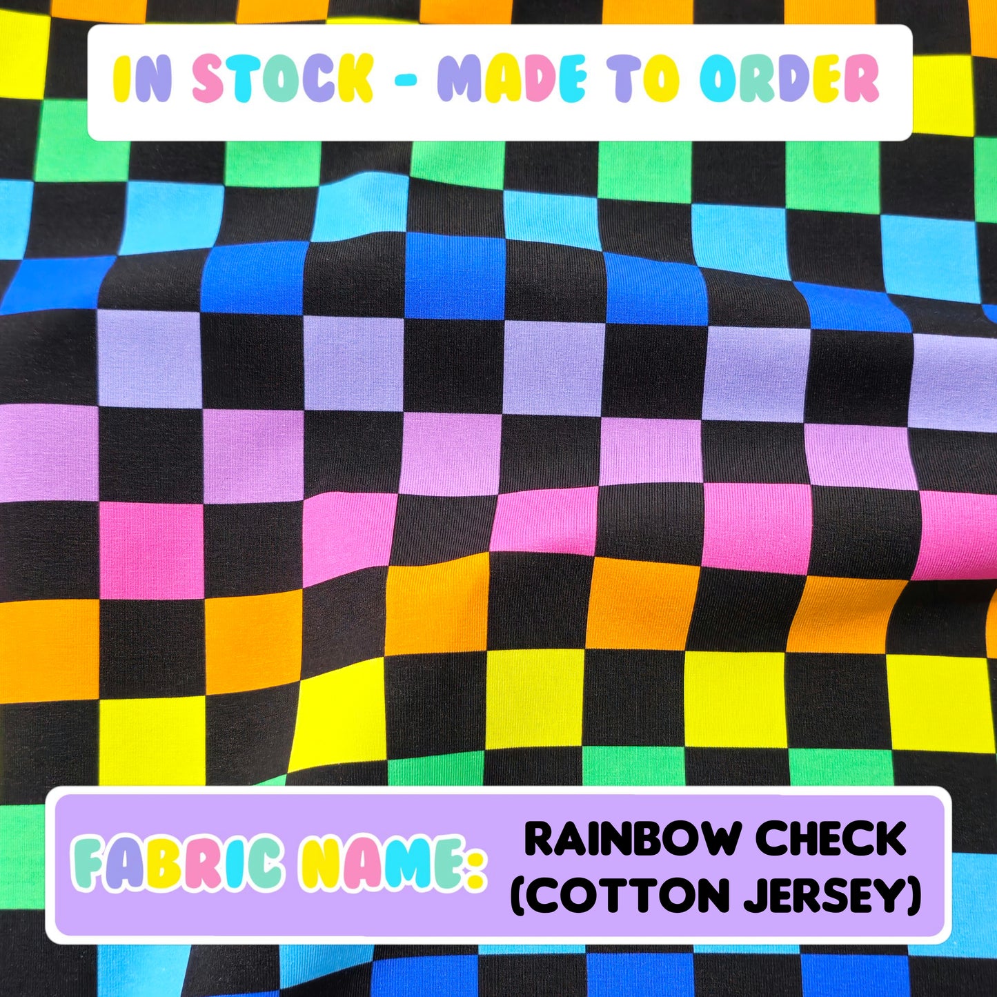 IN STOCK - Rainbow check (cotton jersey)