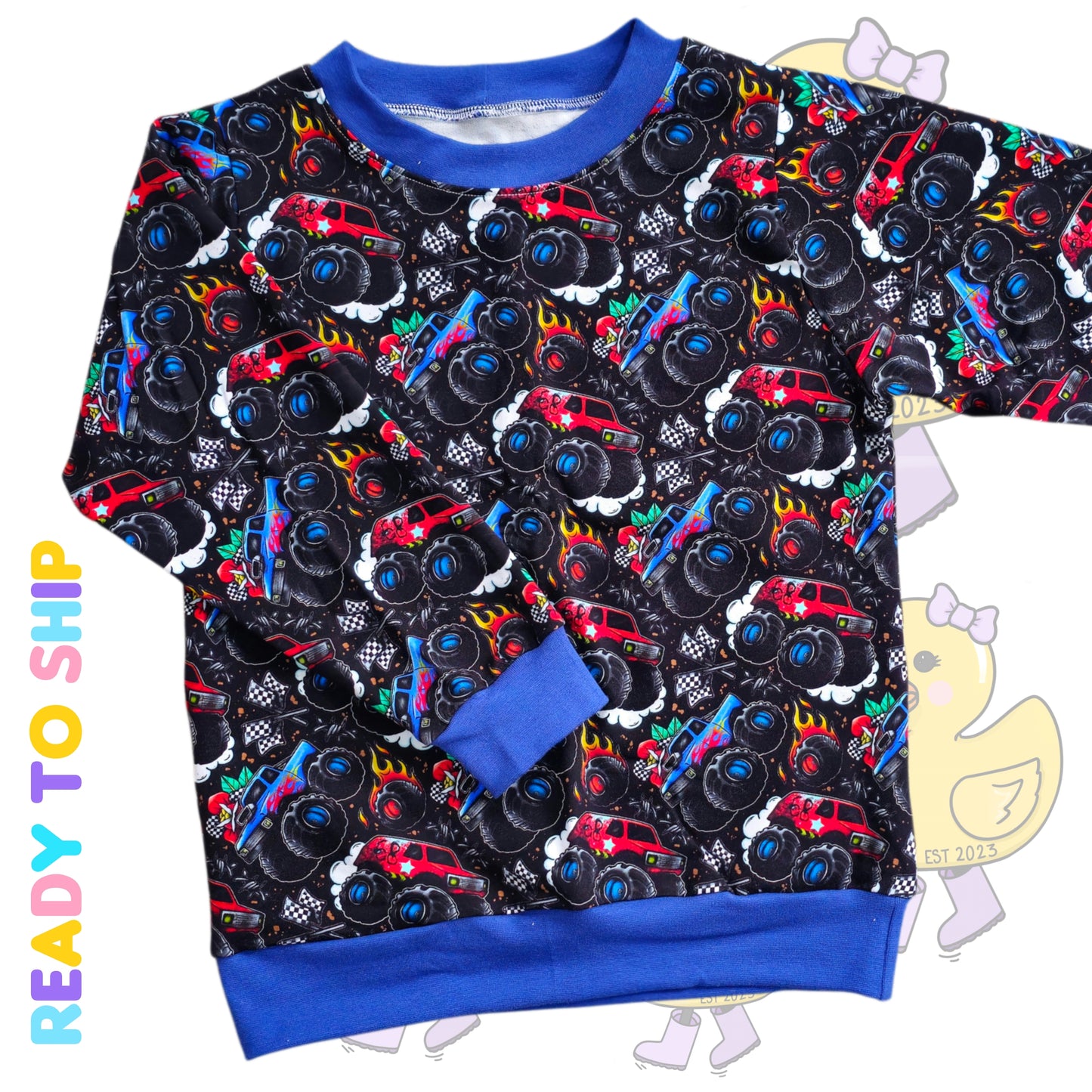 8-9 YEARS - Tattoo trucks jumper, french terry