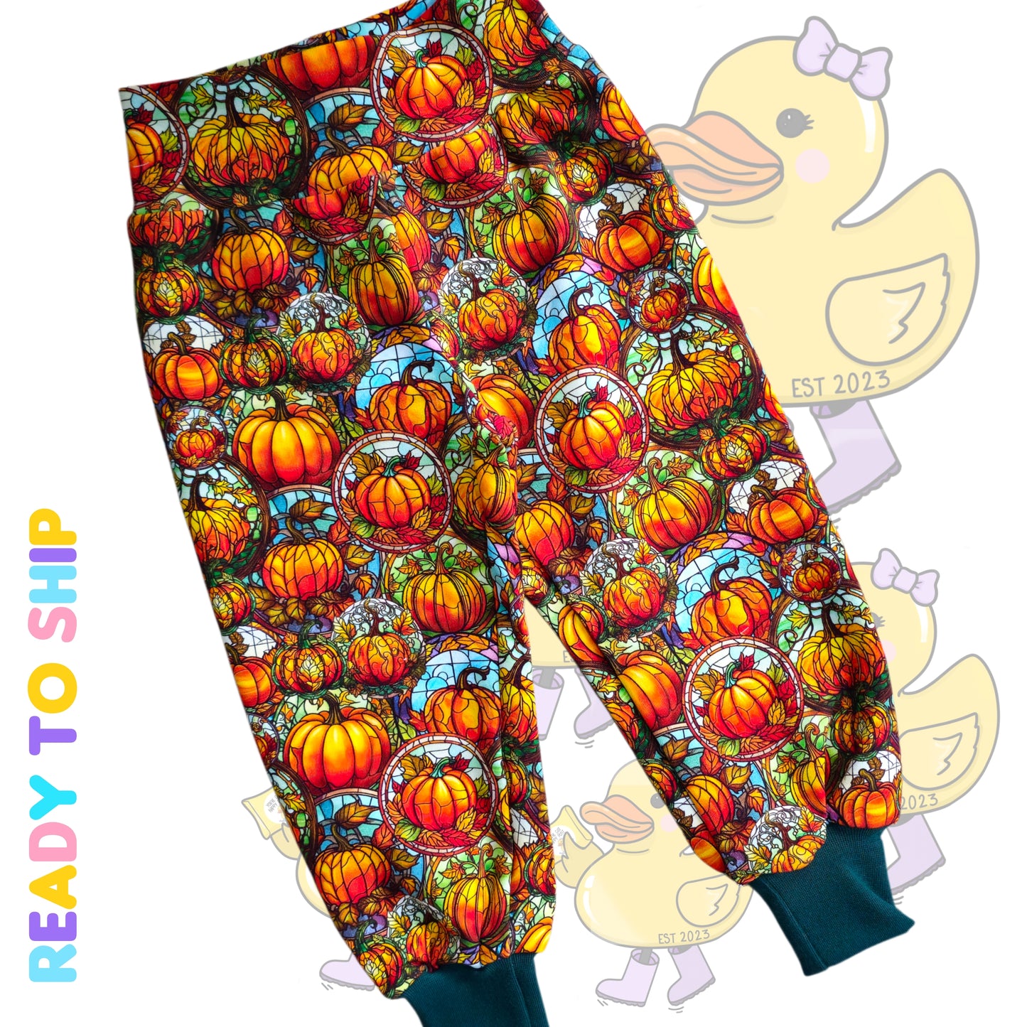 2Y - Stained glass pumpkin cuffed baggies (french terry)