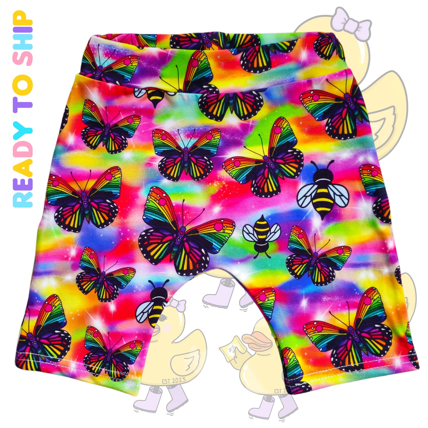 3-4 YEARS- Ombre butterfly harem shorts