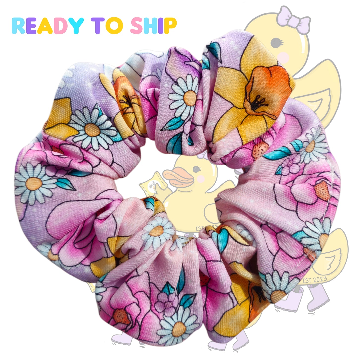 HAIR SCRUNCHIE - Pink flowers