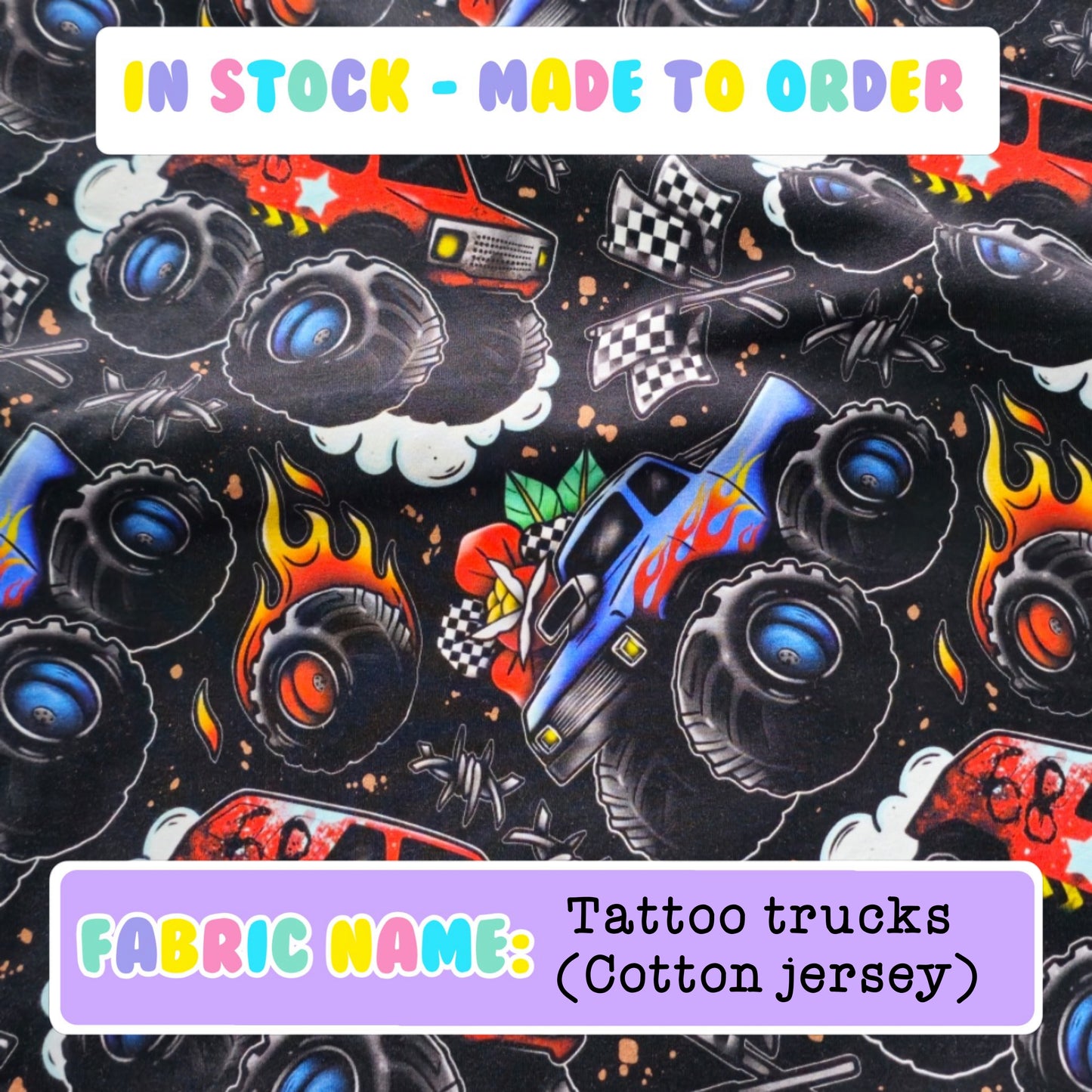 IN STOCK - Tattoo trucks (cotton jersey)