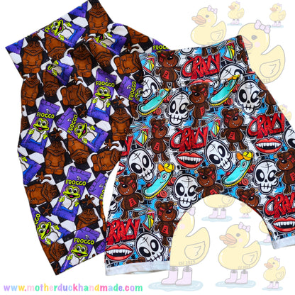 Childrens Drop Crotch Shorts - Rolled hem or Cuffed (Prem-12Y)