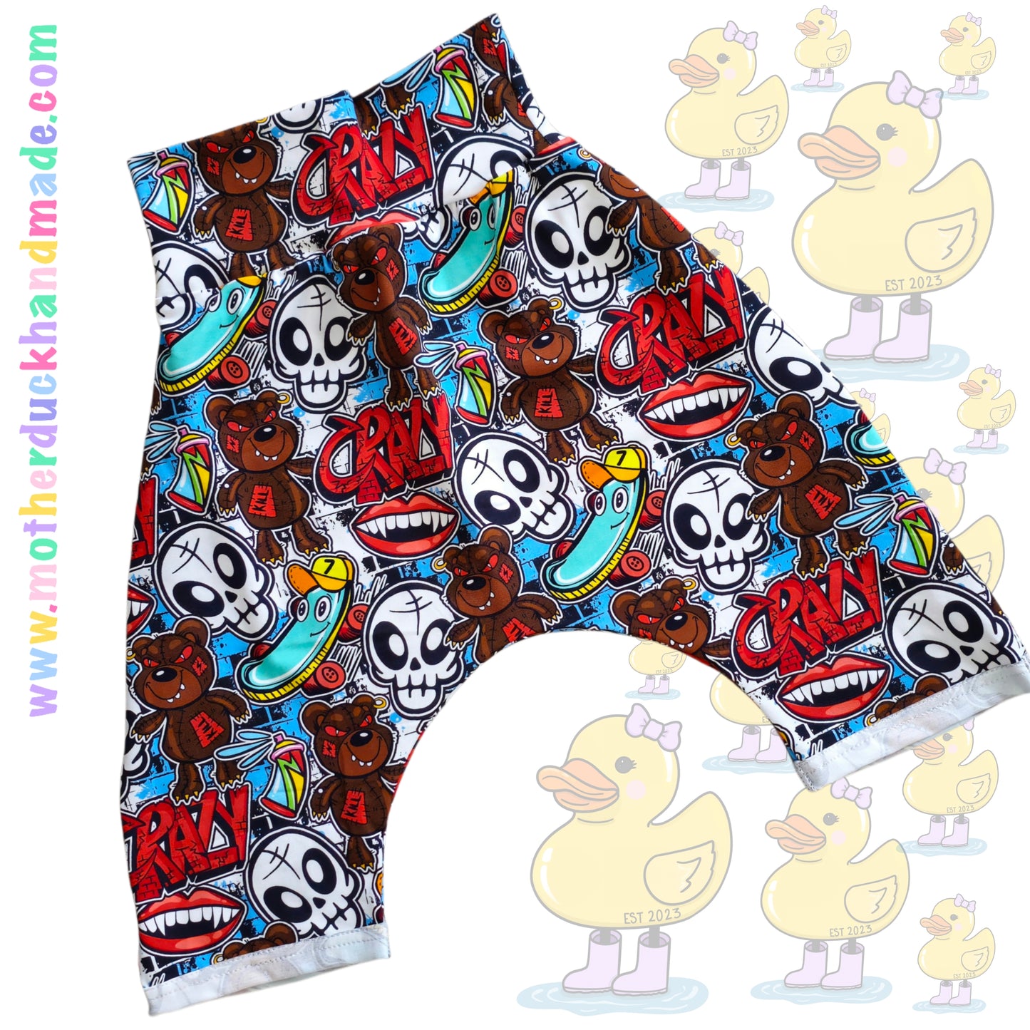 Childrens Drop Crotch Shorts - Rolled hem or Cuffed (Prem-12Y)