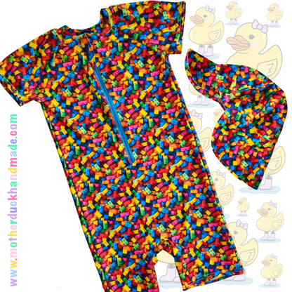 Childrens Sunshine SWIM zip romper (Prem - 8Y)