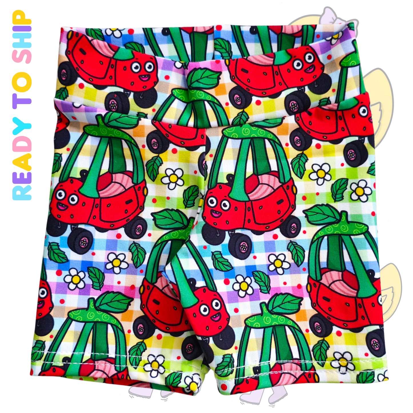 READY TO SHIP - Strawberry coupe yoga cycle shorts - AGE 1