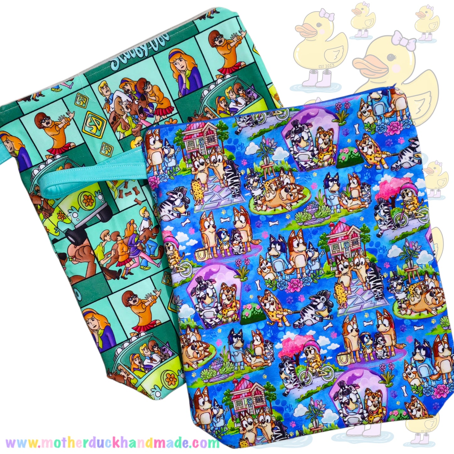 Zip up wet bags - Waterproof inside with print choice outside