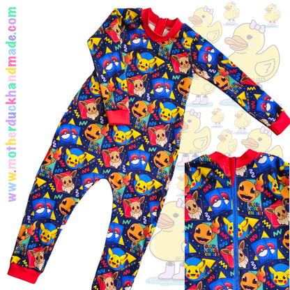 Gabrielles Beatbox romper - Long/Short sleeve, no hood, zip fitting included, full print 2" cuffs.