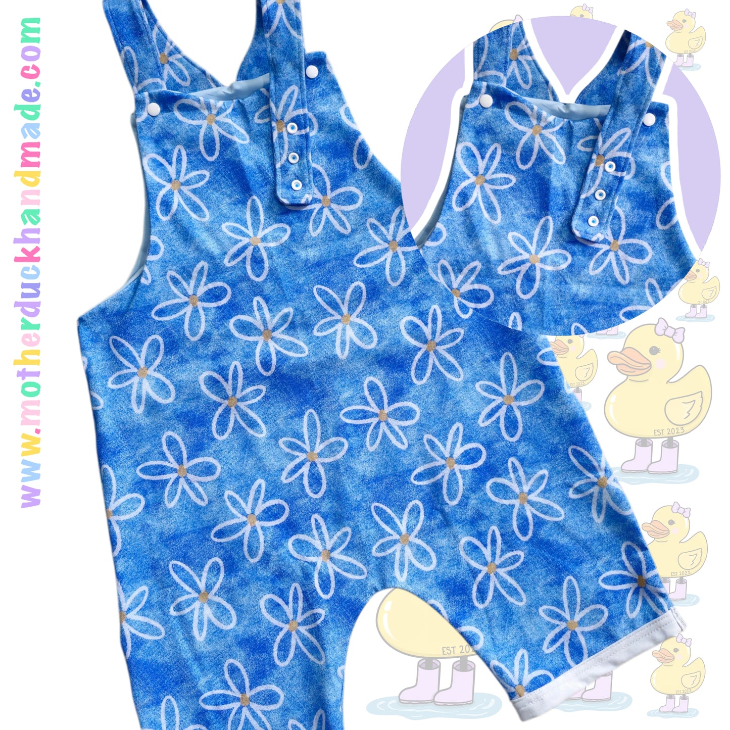 Children's SHORT Overalls Dungarees - Grow with me straps (0-11Y)