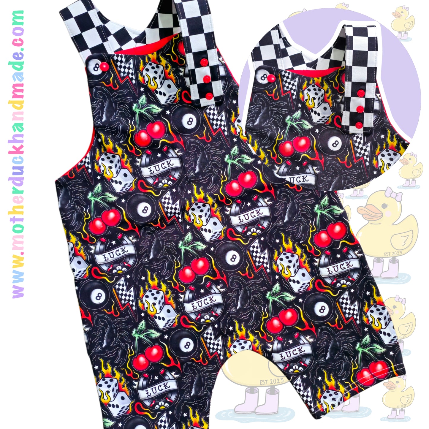 Children's SHORT Overalls Dungarees - Grow with me straps (0-11Y)