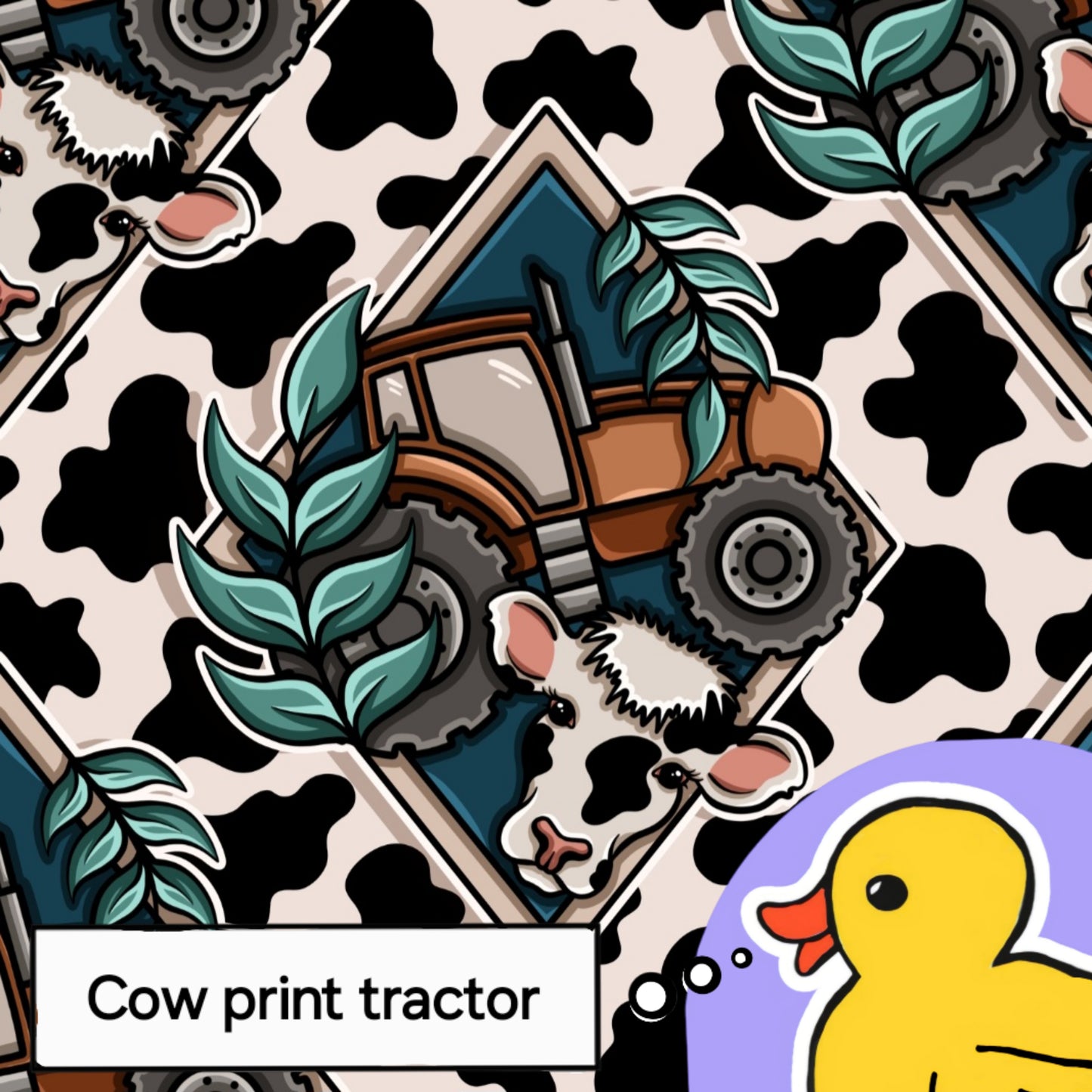 Cow print tractor