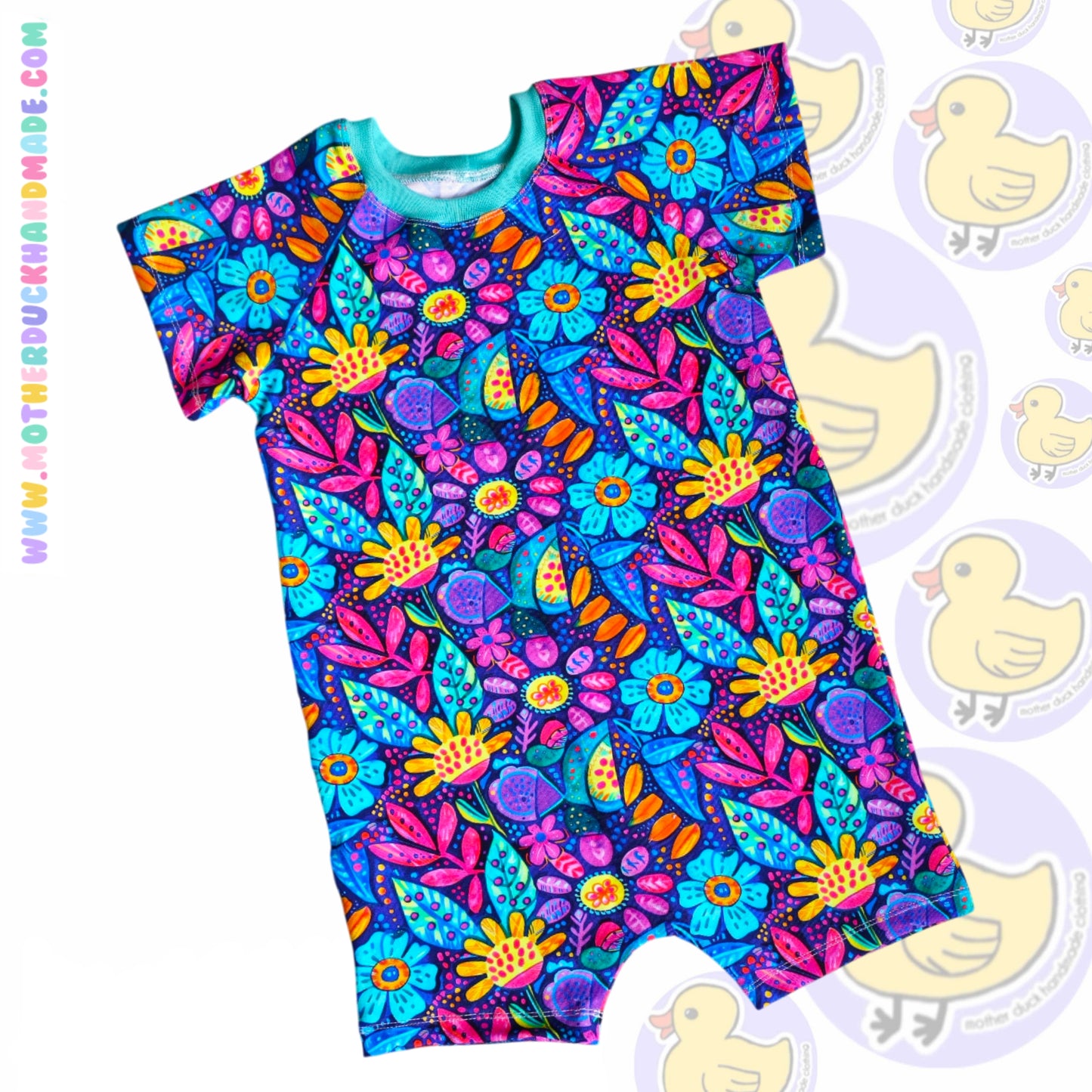 Raglan short romper - pull on (0-6Y)