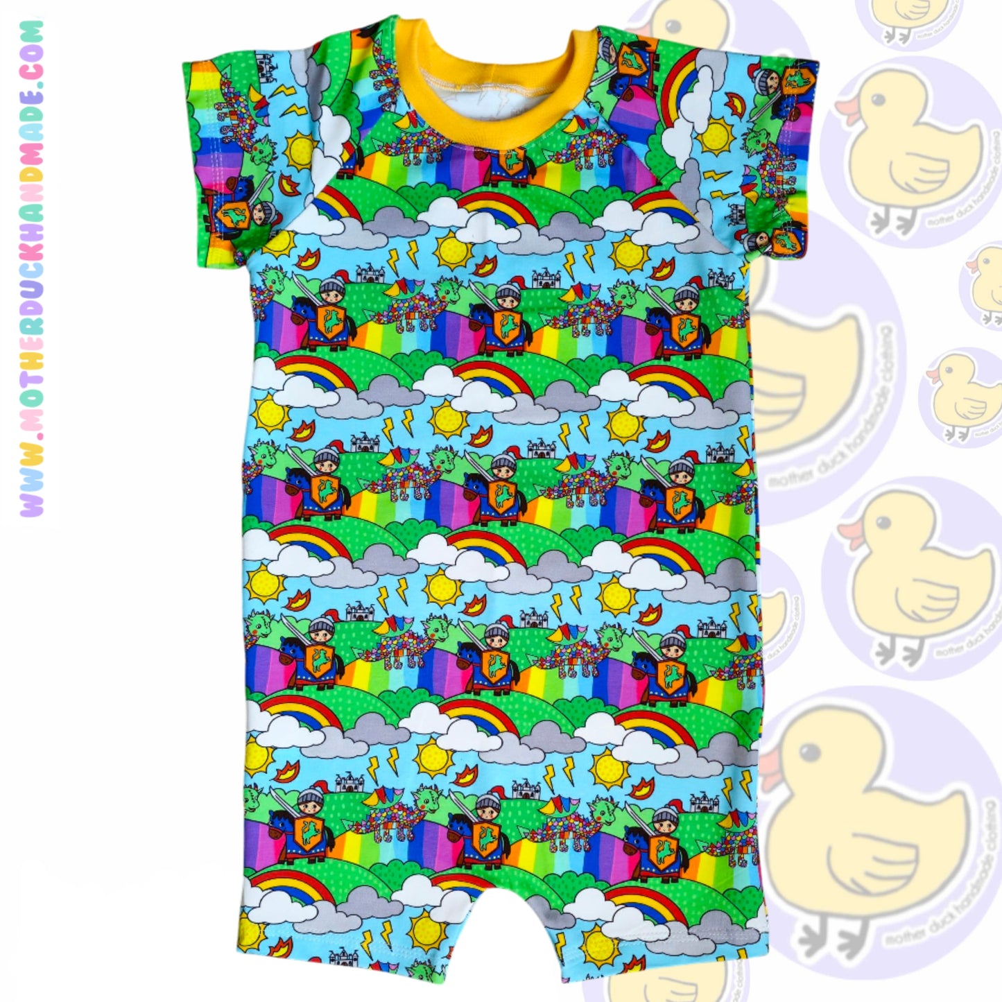 Raglan short romper - pull on (0-6Y)
