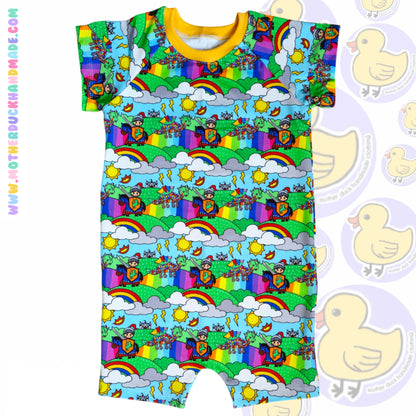 Raglan short romper - pull on (0-6Y)