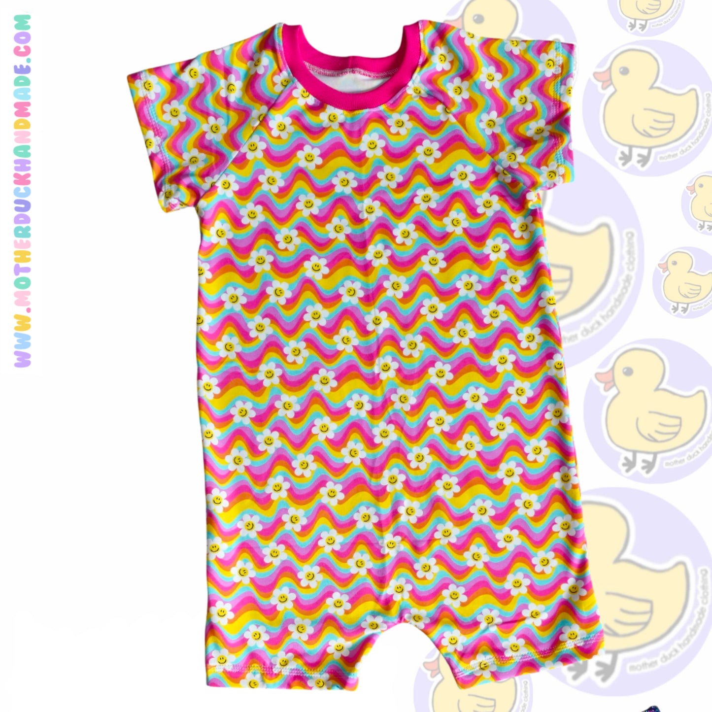 Raglan short romper - pull on (0-6Y)