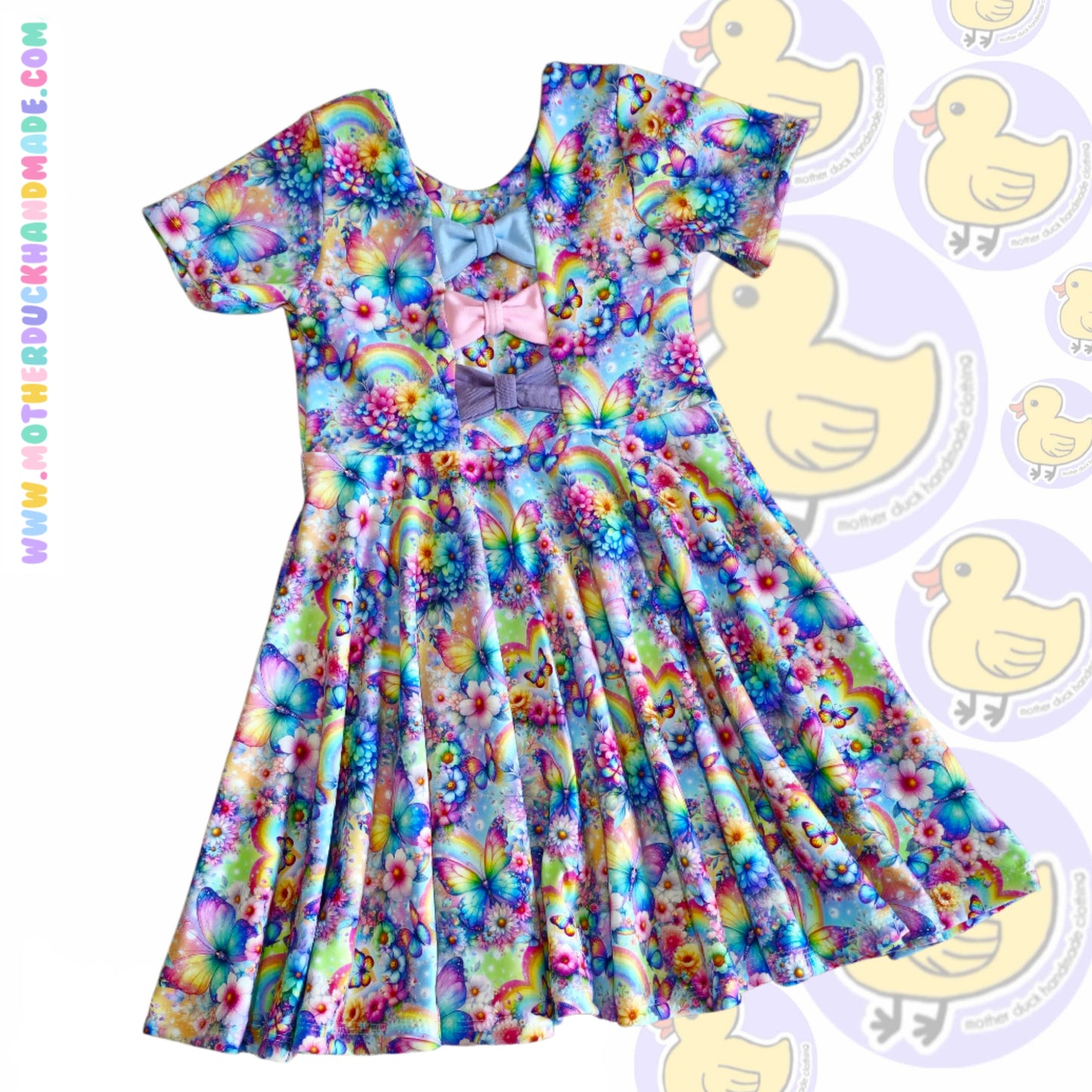 Childrens full circle BOW BACK twirly dress (0-12Y)