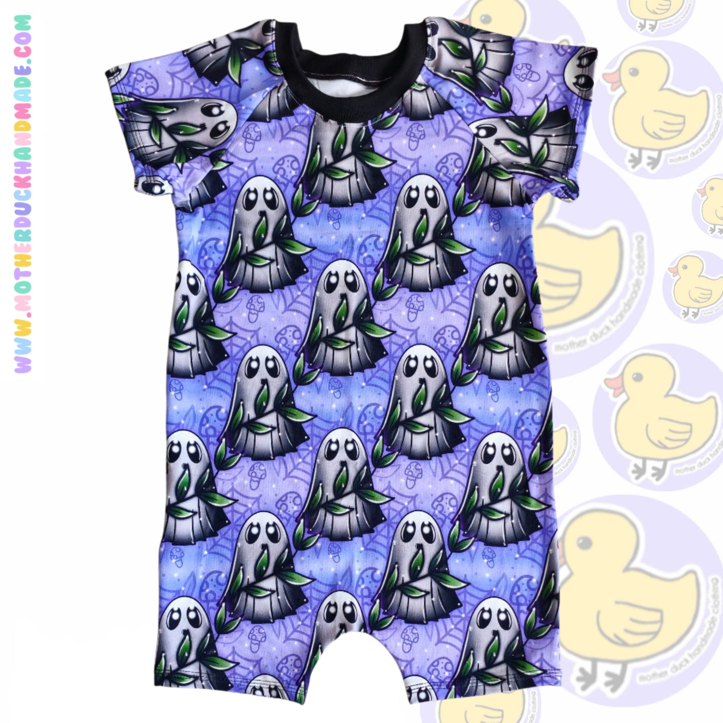 Raglan short romper - pull on (0-6Y)