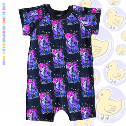 Raglan short romper - pull on (0-6Y)
