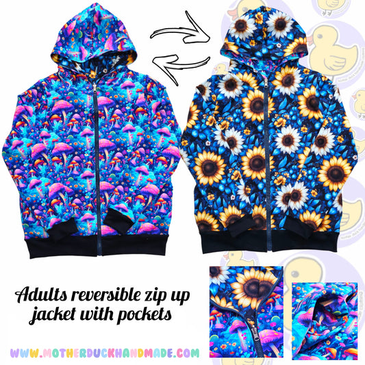 Womens/Teens curve fit ZIP UP JACKET - Reversible option (UK4-28)