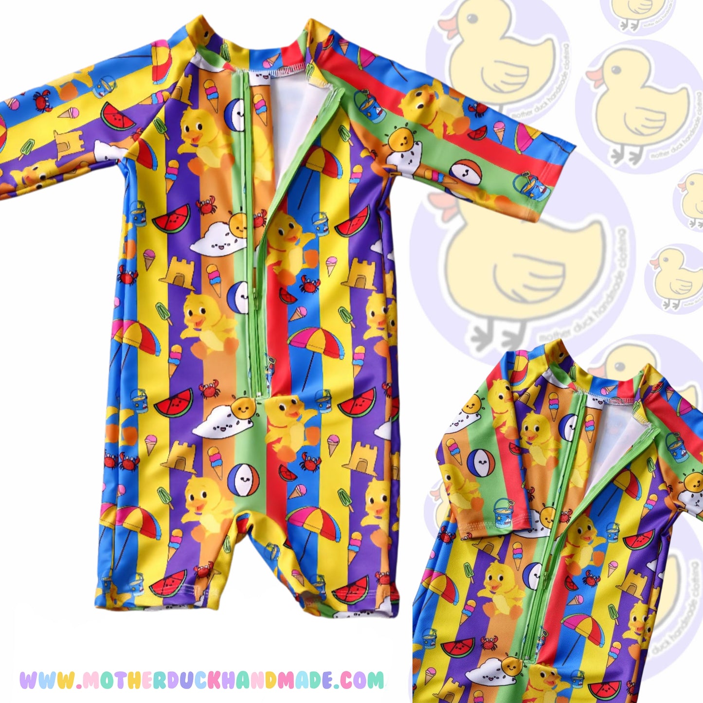 Childrens Sunshine SWIM zip romper (Prem - 8Y)