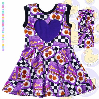 Childrens full circle HEART BACK twirly dress (0-12Y)