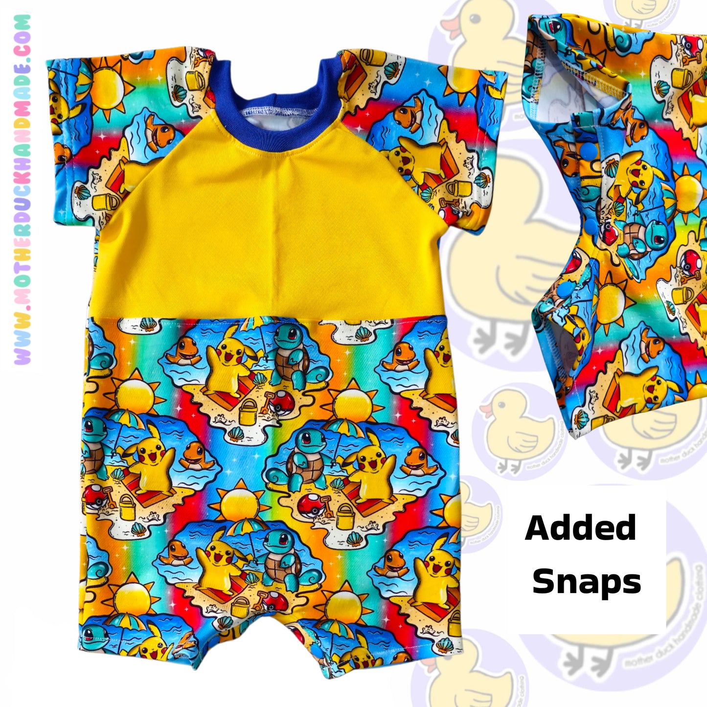Raglan short romper - pull on (0-6Y)
