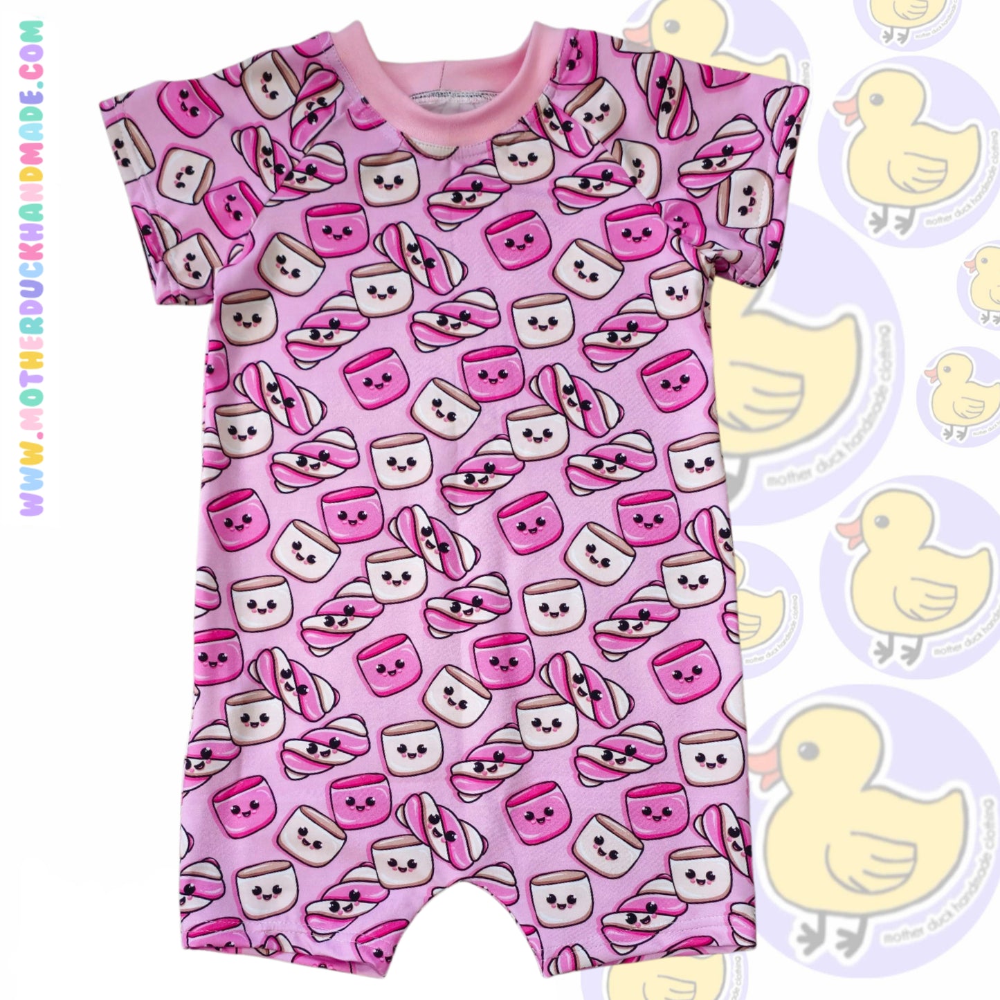 Raglan short romper - pull on (0-6Y)