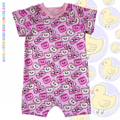 Raglan short romper - pull on (0-6Y)