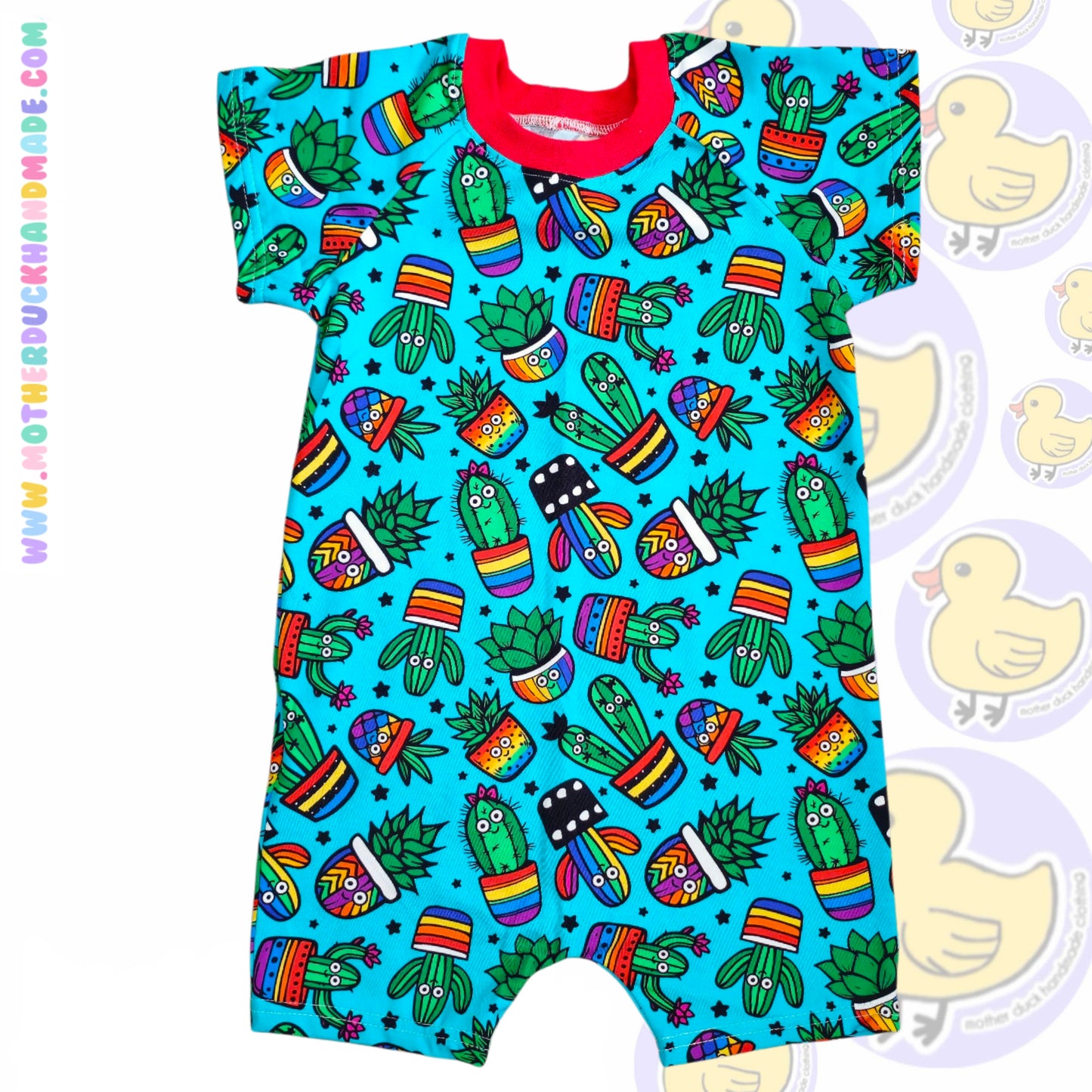 Raglan short romper - pull on (0-6Y)