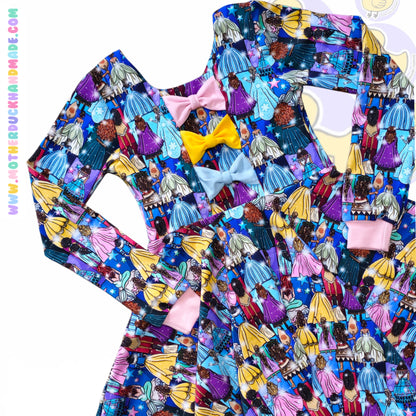 Childrens full circle BOW BACK twirly dress (0-12Y)