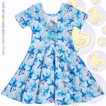 Childrens full circle BOW BACK twirly dress (0-12Y)