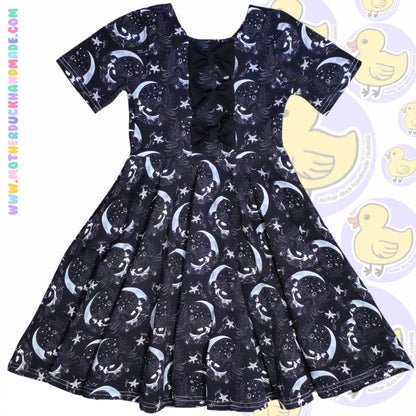 Childrens full circle BOW BACK twirly dress (0-12Y)