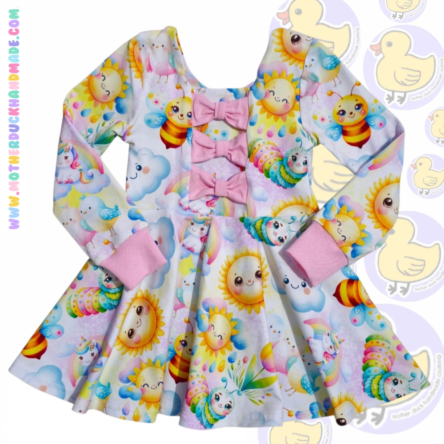 Childrens full circle BOW BACK twirly dress (0-12Y)