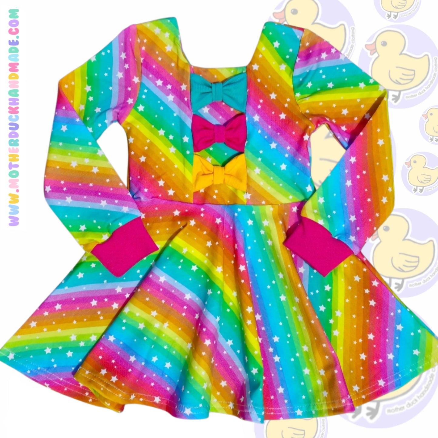 Childrens full circle BOW BACK twirly dress (0-12Y)