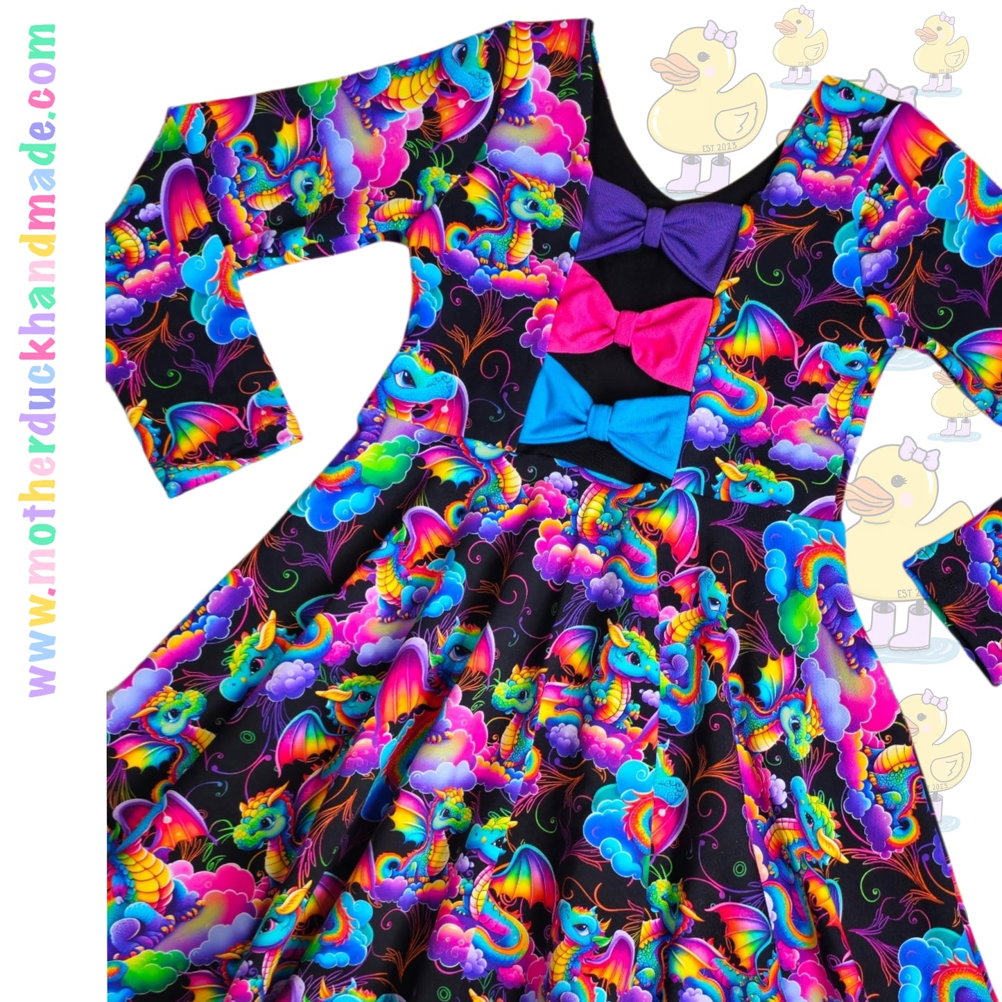Childrens full circle BOW BACK twirly dress (0-12Y)