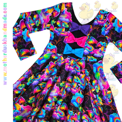 Childrens full circle BOW BACK twirly dress (0-12Y)