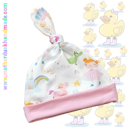 New Baby top knot hat (prem-24m)