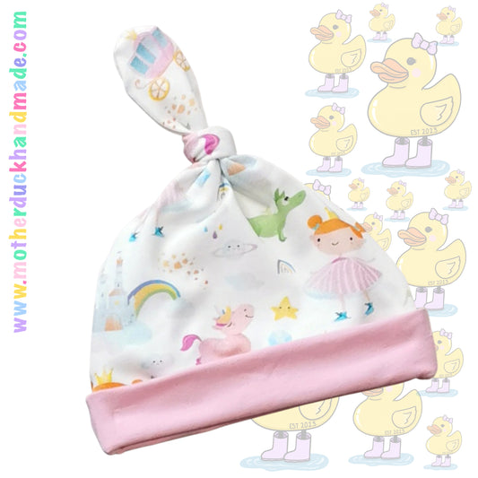 New Baby top knot hat (prem-24m)