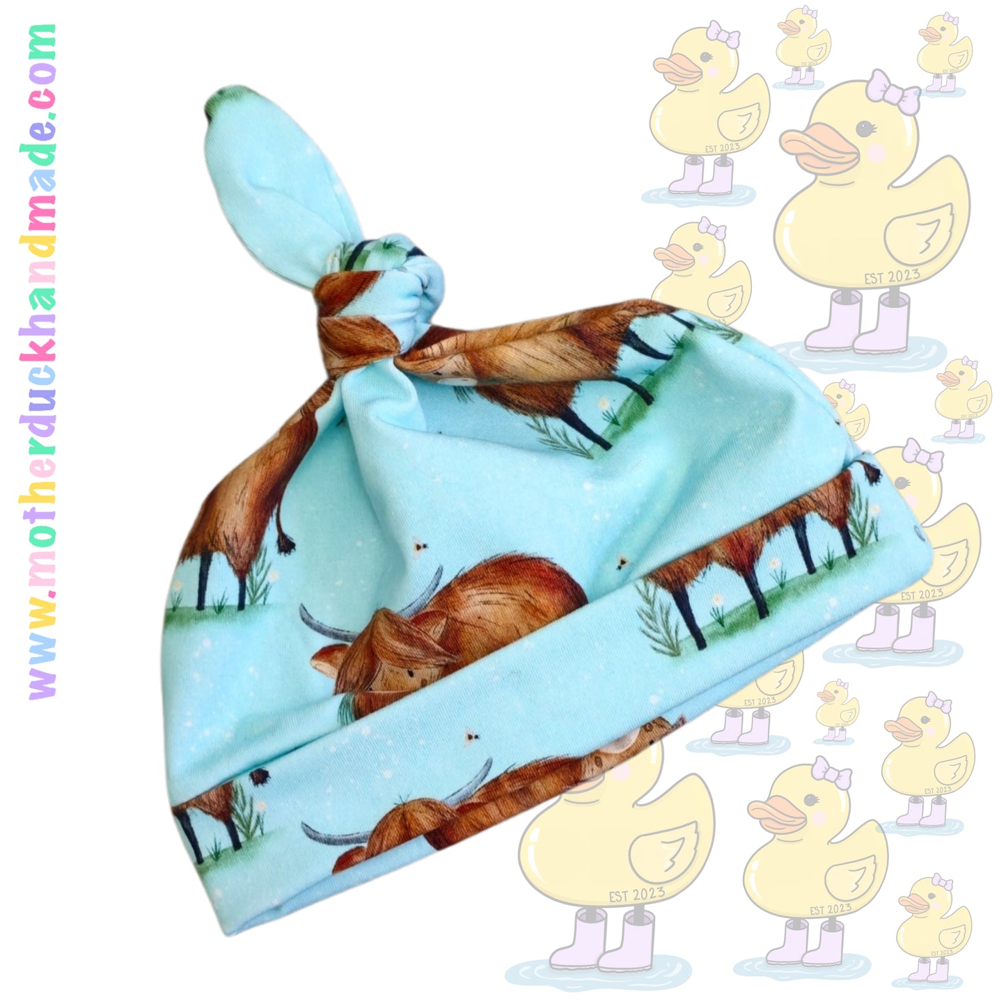 New Baby top knot hat (prem-24m)