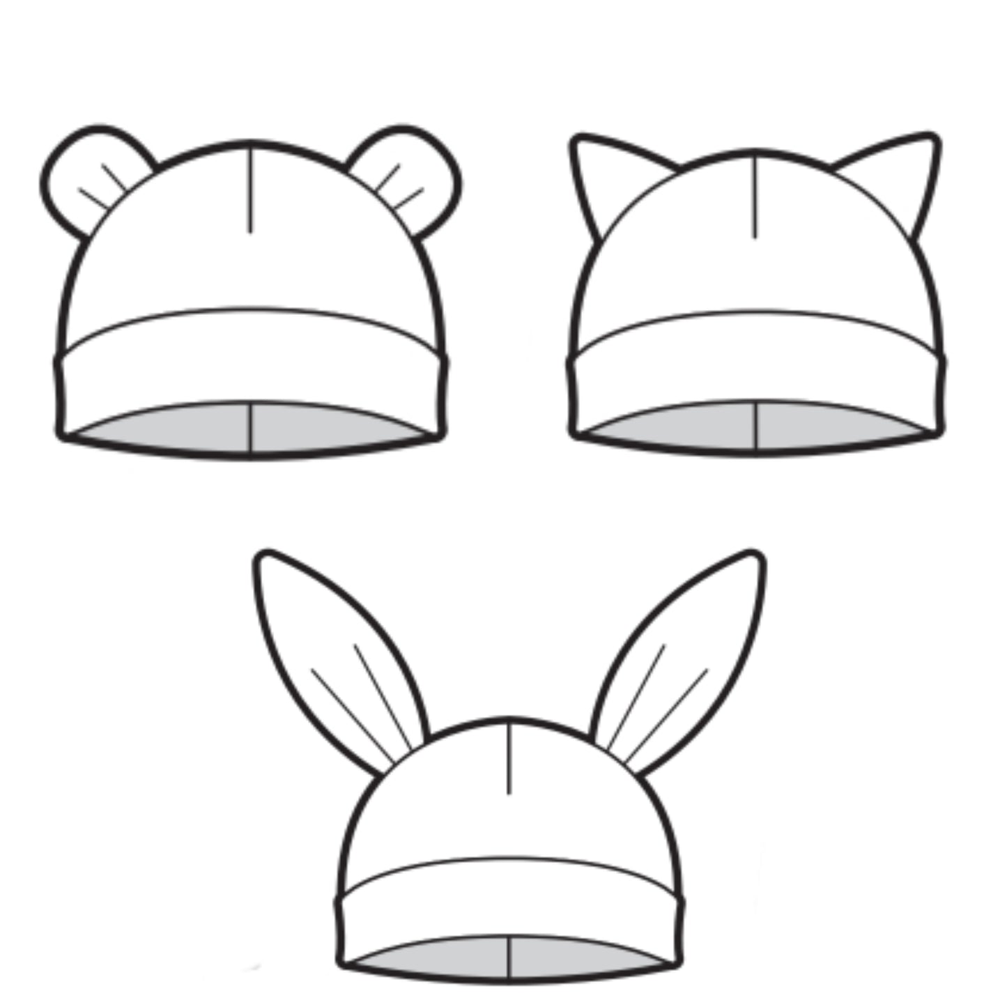 Animal ears hat - Bunny, Dino & Bear (0-6Y)
