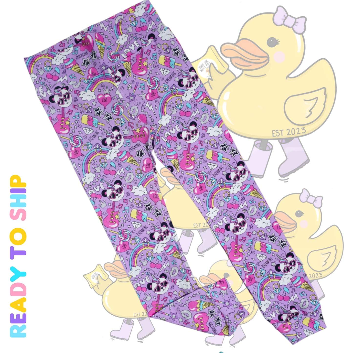 5-6 YEARS - Panda'corn leggings (Yoga,cuffed)