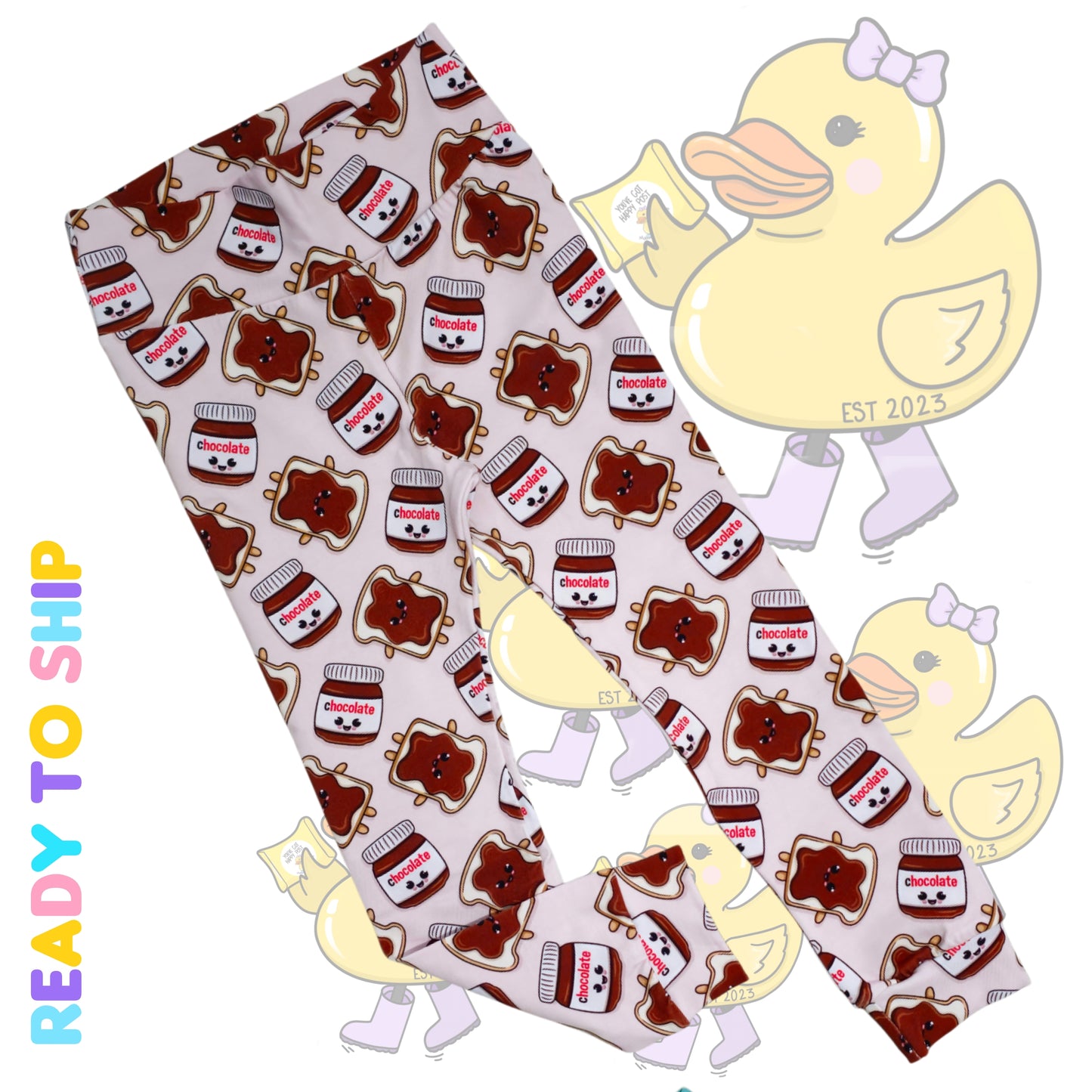 3-4 YEARS - Chocolate toast leggings (Yoga, cuffed)