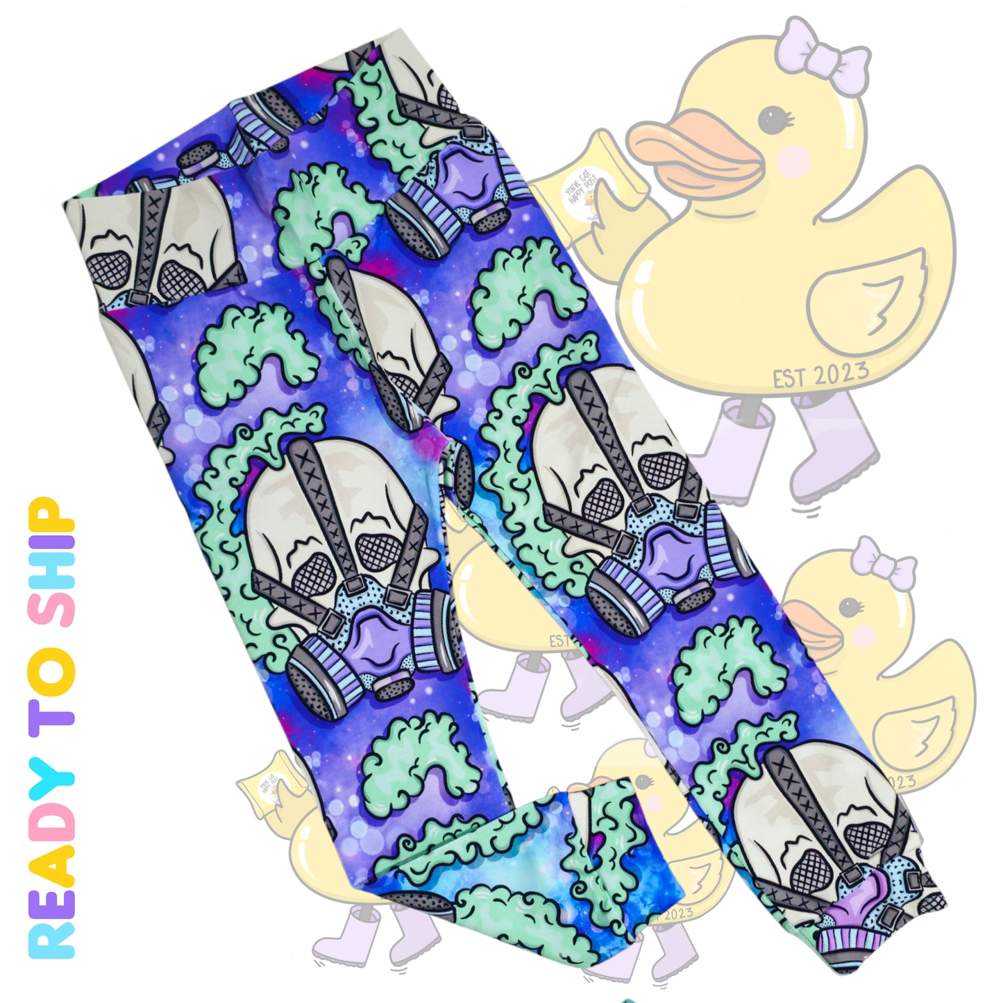 3-4 YEARS - Gas mask leggings (Yoga, cuffed)