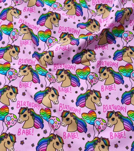 LIMITED IN STOCK - Birthday babe (cotton jersey) enough for 1 birthday outfit or dress.
